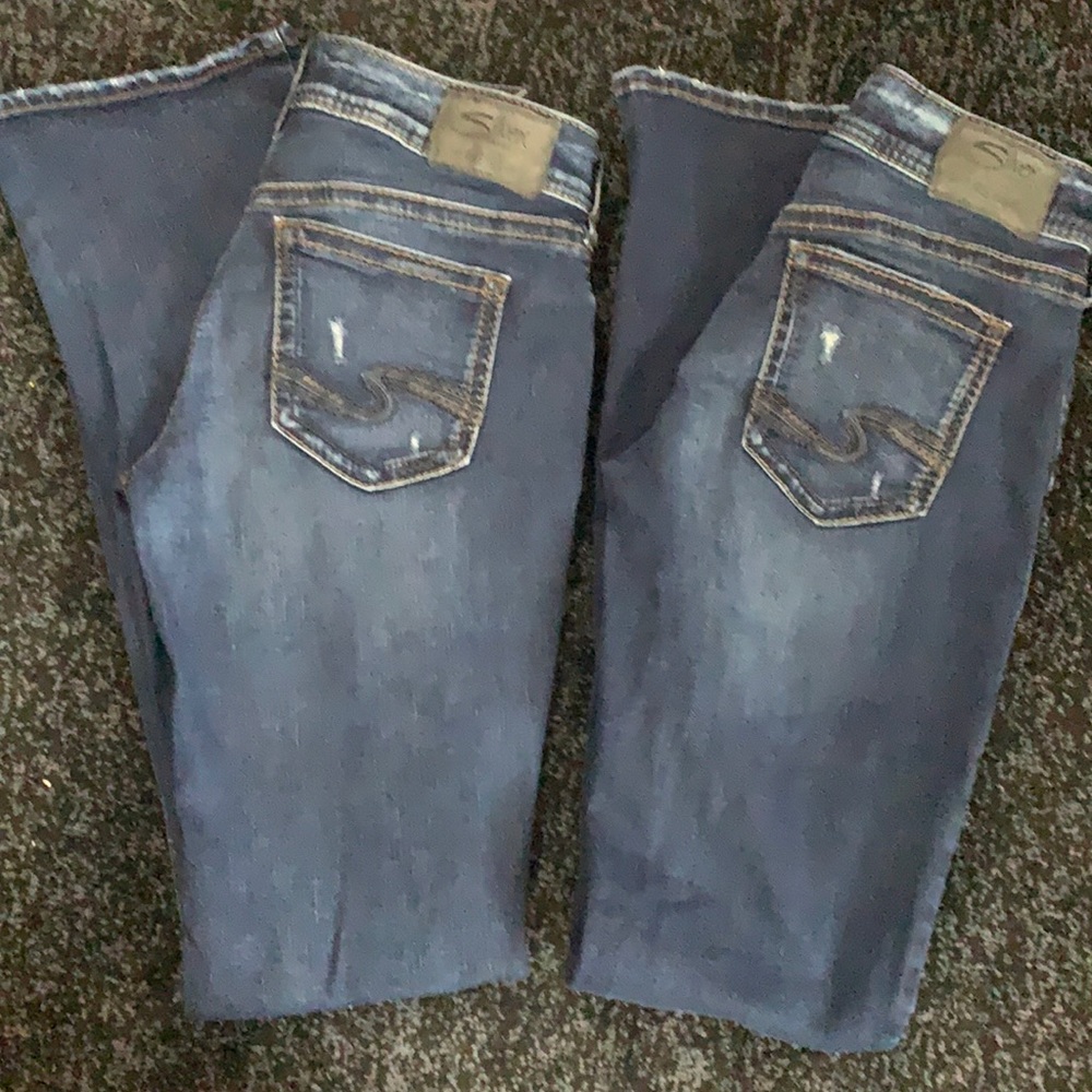 2pair Silver Jean Suki Slim Boot Size 28
